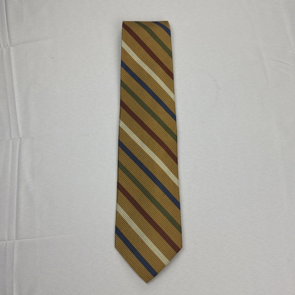 Robert Talbot Men's Tie 100% Silk Multicolor Stripe Pattern / 60" x 3.75"